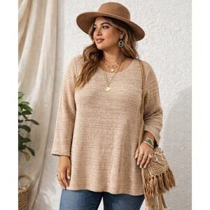 NWT J.Jill Oatmeal Knit Sweater Tunic Womens‎ L Long Sleeve Boho Neutral